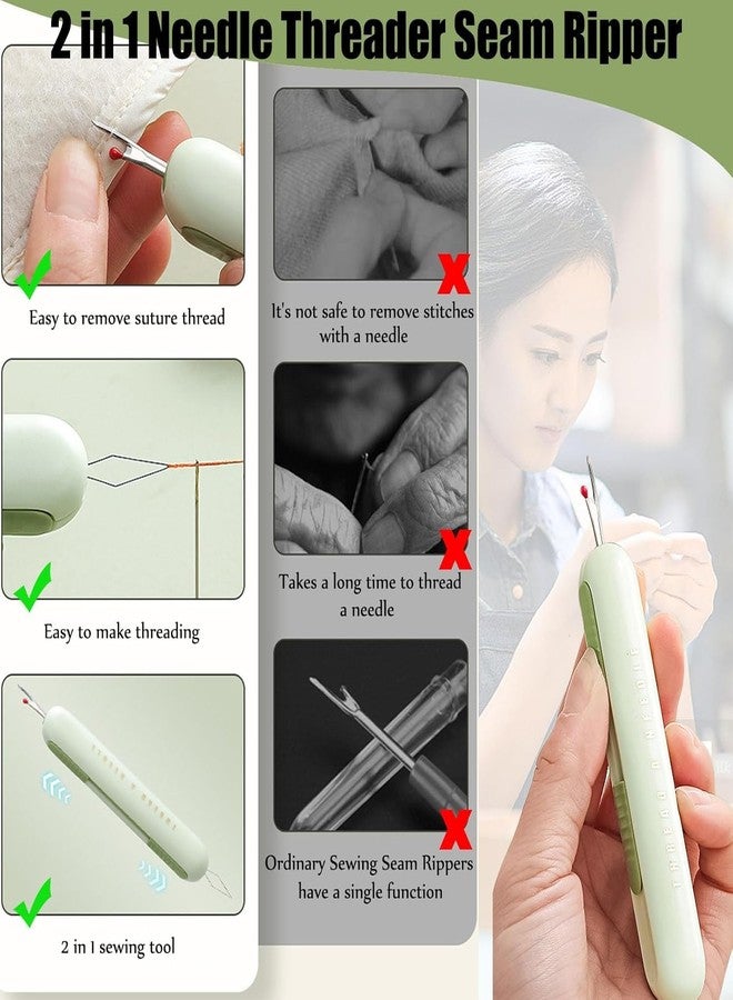 Mayklen 2 in 1 Needle Thread Inserter Thread Seam Ripper Stitch Opener Threading and Stitch Remover Tool Seam Remover Threading Tool for Hand Sewing Knitting Tailoring Tools - Image 3